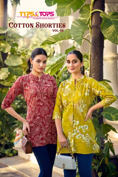 COTTON SHORTIES VOL 8 BY TIPS AND TOPS DESIGNER COTTON KURTIS WHOLESALER IN INDIA